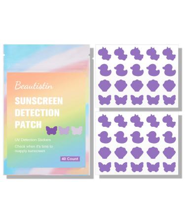 UV Stickers for Sunscreen - 40 Count UV Detection Stickers Know When to re-Apply Sunscreen UV Stickers Safe for Kids Age 3+ 4 Pattern Types for Girls & Boys