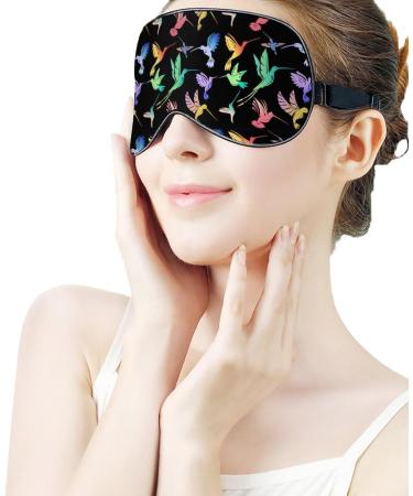 Nature Theme Flying Hummingbirds Sleep Mask - Adjustable Strap, Light Blocking Eye Cover for Men and Women - Buy Online on GoSupps.com