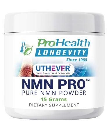 ProHealth Longevity Pure NMN Pro Powder 15 Grams - Uthever Brand - Worlds Most Trusted, Ultra-Pure, stabilized, Pharmaceutical Grade NMN to Boost NAD+, Used in Human Clinical Research Trials