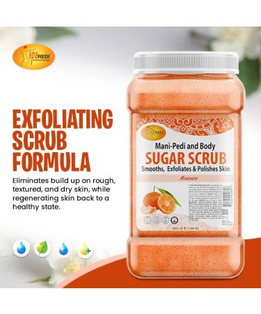 SPA REDI Sugar Body Scrub - Mandarin 128 Oz | Exfoliating Moisturizing & Hydrating Body Exfoliator for Smooth Fresh Skin - Buy Online on GoSupps.com