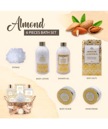 Luxury Almond Scent Spa Gift Basket for Women - Shower Gel Body Lotion Bath Salts & More - Buy Online on GoSupps.com