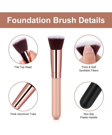 AOOWU Foundation Brush Premium Makeup Brush for Liquid Makeup Flat Top Foundation Brush Concealer Brush Multifunctional Face Brush for Liquid Cream Blending Buffing Powder Cosmetics 1 pcs - Pink gold - Buy Online on GoSupps.com