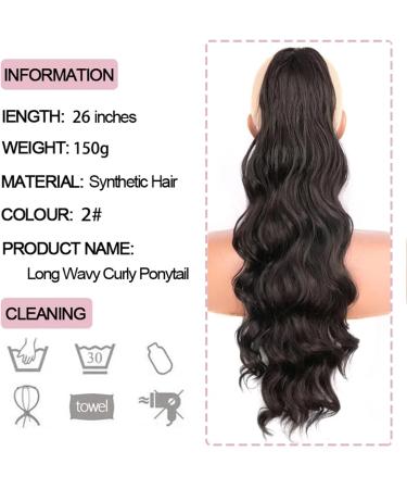 Ponytail Extensions Body Wavy Ponytail Extension for Women Synthetic Drawstring Ponytail Hairpiece 26inch Long Wave Curly Ponytail Extension Instant Clip Hair Ponytail for Women (Color : 2 Size : 2 26inches 2 - Buy Online on GoSupps.com