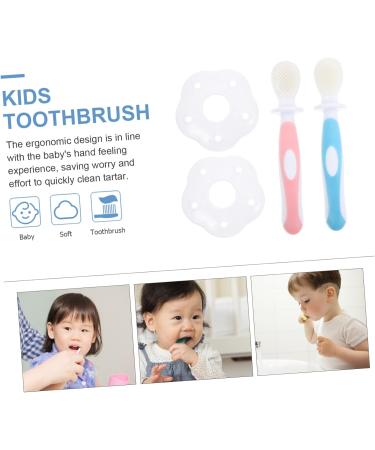 Ultechnovo Baby Toothbrush & Cleaning Brush Set - 2 Sets of Baby Pebble Detergent Cleaners - Pink - Buy Online on GoSupps.com