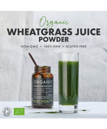 KIKI Health Organic Wheatgrass Juice Powder 100g - High Chlorophyll & Vitamin Content for Immune System, Vision & Skin - Non-GMO & Gluten Free - Buy Online on GoSupps.com