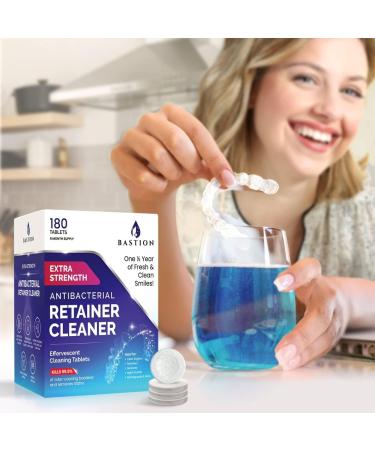 Retainer Cleaner & Denture Cleanser - 180 Effervescent Tablets - 6 Month Supply - Removes Stains Discoloration Odors & Plaque - Clear Aligners Mouth & Night Guard All Dental/Oral Appliances 180 Count - Buy Online on GoSupps.com