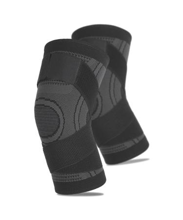 1 Pair Compression Knee Brace with Double Straps Flexible Breathable Knee Brace Stretchy Knee Sleeve Knee Braces Knee Compression Sleeve for Running Basketball Volleyball(XL)