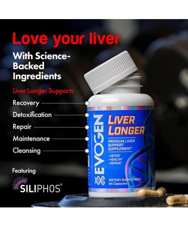 Evogen Liver Longer - Premium Liver Support Supplement | Detox Health & Repair | N-Acetyl L-Cysteine Milk Thistle TUDCA | 84 Capsules - Buy Online on GoSupps.com