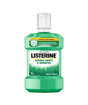 Listerine mouthwash for defense against teeth and gums with fresh mint taste inflamed gum-mund water for strong teeth with fluoride oral hygiene for healthy gums 1 l 1 l (1 Pack)