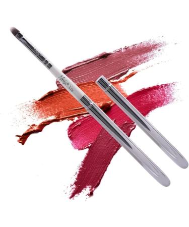 Nanshy Lip Makeup Brush with Lid | Vegan & Cruelty-Free | White Handle Chrome Silver Cap - Buy Online on GoSupps.com