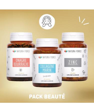 NATURA FORCE Skin Beauty Pack - Evening Primrose Borage Marine Collagen & Zinc Supplements for Full Action - 1 Month of Cure - Buy Online on GoSupps.com