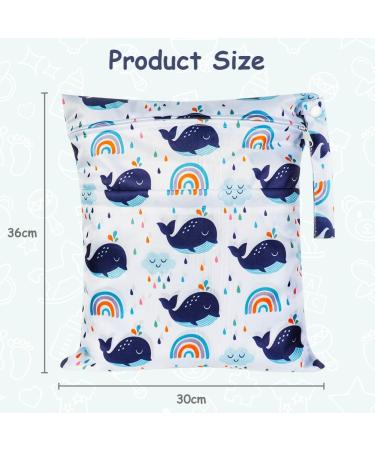 Vicloon Wet Bag - Waterproof Reusable Baby Cloth Nappy Bag with Double Zipper Pockets - Whale Design - Ideal for Swimming, Travel, Gym, Beach - 1PCS - Buy Online on GoSupps.com