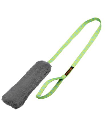 Tug-E-Nuff Faux Rabbit Fur Squeaky Chaser | Durable Dog Tug Toy with Extra Long Handle | Ideal for Interactive Dog Training | Made of Tough Faux Fur | Puncture Proof Squeaker | 118cm (46.5inches) Green Pattern