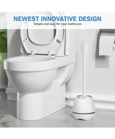 2 Pack Toilet Bowl Brush Set with Ventilated Holder - Durable Bristles, Long Ergonomic Handle - Bathroom Cleaning Scrubber Kit (White) - Buy Online on GoSupps.com