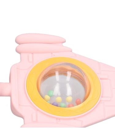 Flexible Silicone Teether - Safe Pink Airplane Shaped Teething Toy with Colorful Beads for Home & Travel - Buy Online on GoSupps.com