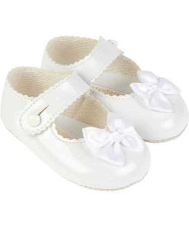 Baypods Baby Girls Soft Sole Pre Walker Shoes, White Patent, Made in England - Size 0 UK Child - Buy Online on GoSupps.com
