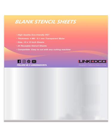 4 Mil Stencil Sheets for Crafts - Reusable 12 x12 Clear Acetate Mylar Sheets for Stencils Vinyl Cutting Craft Stencil Material 24 Pack