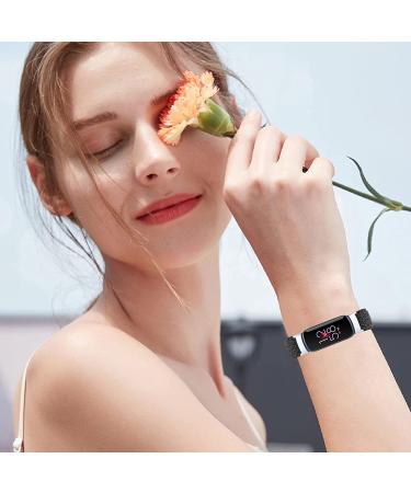 2Pack Elastic Watch Band for Fitbit Luxe | Adjustable Nylon Wristband Replacement | Black-White - Buy Online on GoSupps.com