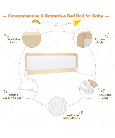 Costzon Double Sided Bed Rail Guard  2 Pack  Extra Long Swing Down Safety Guard w/ Straps  Folding Baby Bedrail for Kids Twin Double Full Queen King Mattress  Beige 59 Inch Beige 59 inch (Pack of 2) - Buy Online on GoSupps.com