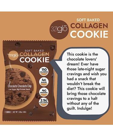 321glo Collagen Cookies | Soft Baked  High Protein Cookies | Low Carb  Low Sugar |12 Pack (Chocolate Chocolate Chip) - Buy Online on GoSupps.com