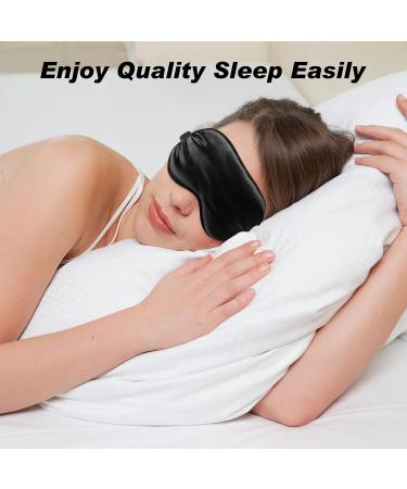 Silk Sleep Mask for Men and Women - Super Smooth Eye Cover for Airplane Travel and Restful Sleep - Black - Buy Online on GoSupps.com