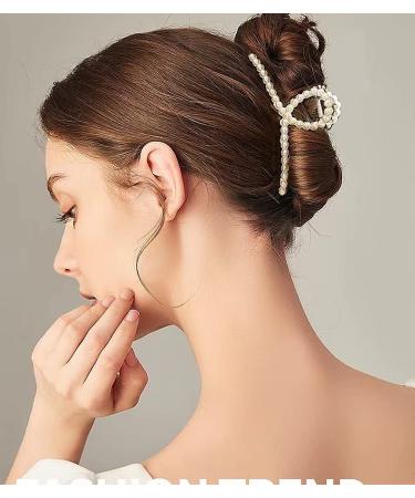 Gold Pearl Hair Clips for Women and Girls - Large Jumbo Claw Clip for Thick Hair - Metal Hair Accessory - Buy Online on GoSupps.com