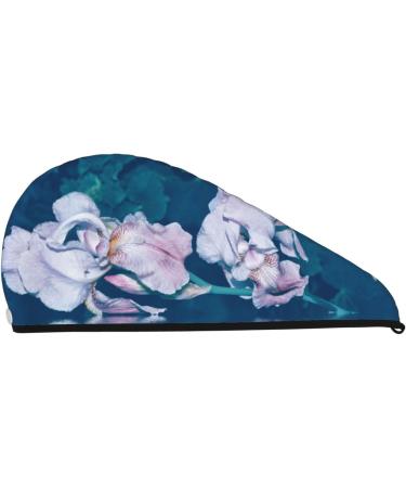 Bright Colorful Iris Flowers Microfiber Hair Towel - Soft Super Absorbent Quick Dry Hair Wrap for Long Curly & Thick Hair - Buy Online on GoSupps.com