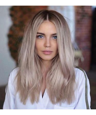 Vebonny ashy silver ombr wig short bob wig synthetic hair short mixed blonde brown hair aesthetics glue-free wigs 12 inch vebonny-144 #144