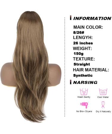PORSMEER 26 Natural Curly Drawstring Ponytail Extension | Brown Synthetic Hairpiece for Women - Daily Use/Party - Brown-8/26 - Buy Online on GoSupps.com