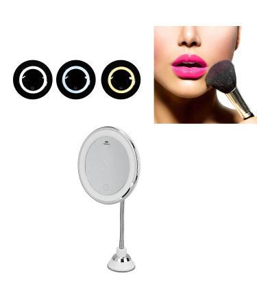 LED Makeup Mirror 10x Magnification with Adjustable Brightness and Three Light Colors | Flexible Gooseneck Magnifying Mirror with Suction Cup for Bathroom, Shaving, Travel Vanity - Buy Online on GoSupps.com