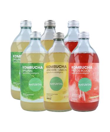 Naturitas 6 x 500ml Multi-Flavour Kombuchas | Naturitas Essentials | Vegan | Gluten Free | No Pasteurisation | BIO-ECO