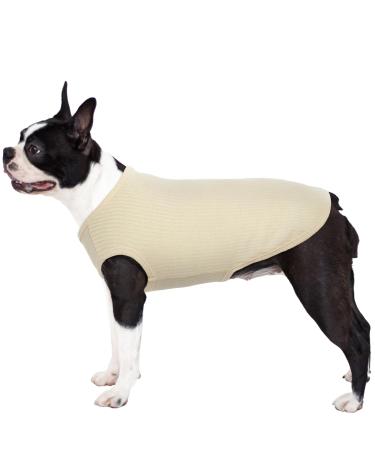 Dog sweater - chihuahua clothing for small dog puppies vest soft breathable dog slabs basic clothes dog clothes for French bulldog pomeranian maleser dog beige xxl xxl beige