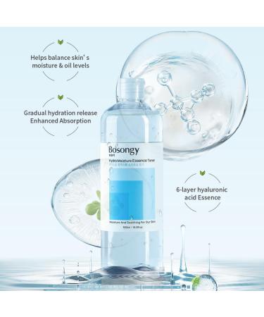 Bosongy Hydro Moisture Essence Toner 500ml(16.9fl.oz.) Deep Nourishing Facial Toner for Dry & Sensitive Skin, Infused with Hyaluronic Acid, Panthenol &Azelaic Acid Toner Korean Skincare - Buy Online on GoSupps.com