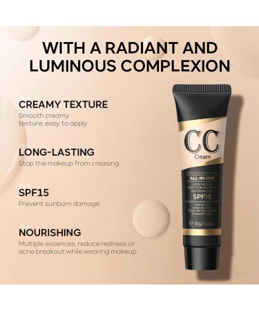 CC Cream Color Correction Cream with SPF 15+ All-In-One Full Coverage Foundation Concealer Full Coverage Anti-Redness Skin Tone Adjusting Sun Protection Natural Glowy Makeup Ivory 30g 40.00 ml (Pack of 1) Ivory White - Buy Online on GoSupps.com