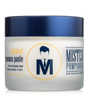 Mister Pompadour Natural Beeswax Paste | Matte Hair Product for Men & Women | HIgh Hold & No Shine | Water Based - Easy To Wash | 2oz