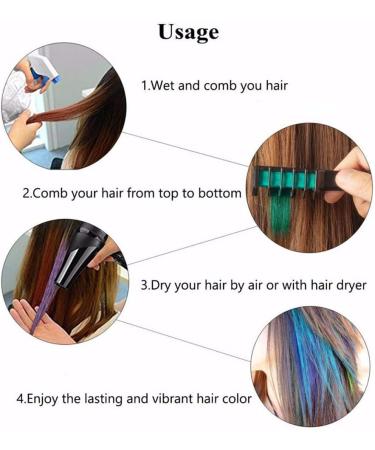Temporary Hair Chalk Combs for Girls - Washable 6 Colors Kids Chalk, Ideal for Ages 4-10 - Perfect Gift for Birthday, Cosplay, Christmas Parties - Purple - Buy Online on GoSupps.com