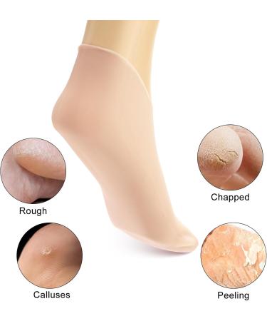 2 Pairs Silicone Moisturizer Socks Foot Spa Pedicure Socks for Women Non-Skidding Aloe Socks Soft Gel Socks for Dry Cracked Heel Toes Feet Care (Pink Beige) - Buy Online on GoSupps.com