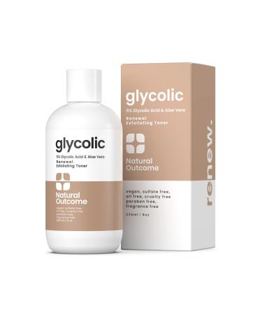 Natural Outcome Glycolic Acid Toner 5% for Face | Gentle Exfoliating Toner - with Aloe Vera & Quinoa Extract | Advance Anti-Aging Toning Solution Rejuvenates Skin & Minimizes Pore Appearance | 8 oz