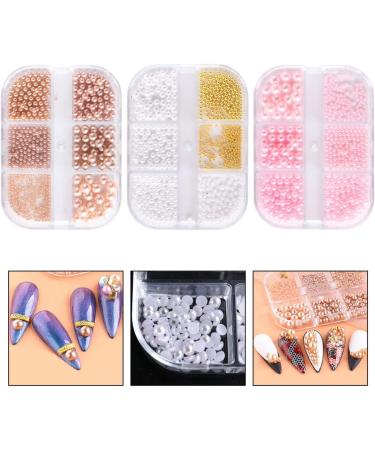 3 Boxes Nail Pearls Micro Beads for Nails Nail Art Beads Caviar Beads Nail Art Nail Art Decals Flat Back Pearl Loose Pearl Beads Nail Art Gems Mini Beads Plastic Pendant Semicircle - Buy Online on GoSupps.com