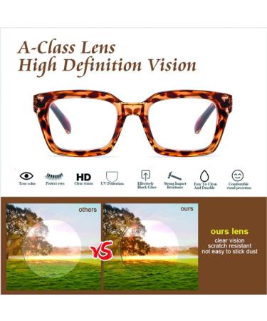 Suertree 4 Pack Reading Glasses for Women & Men - Oversized Square Eyewear 3.0X Magnification Colorful Frames with Spring Hinge - Ideal for Computer Use - Buy Online on GoSupps.com