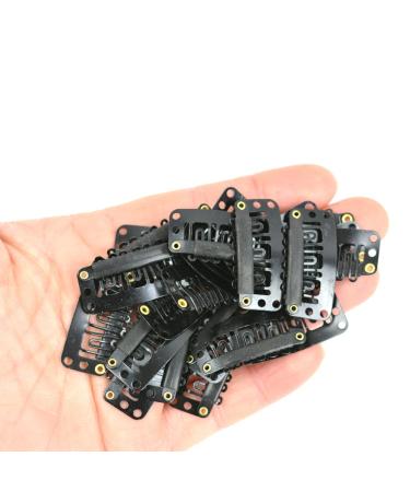 Pack of 30 Black U-Shape Wig Clips | 32mm Snap Comb Clips with Silicone Back for Extensions - Buy Online on GoSupps.com