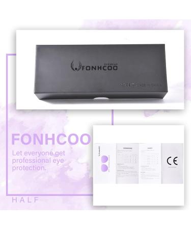 FONHCOO Half-Rim Reading Glasses for Men & Women - Blue Light Filter Visual Aid for Seniors - Purple 2.5x Magnification - Buy Online on GoSupps.com
