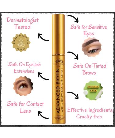 Physician Developed Eyelash and Eyebrow Growth Serum - Advanced Biotin for Fuller, Longer, Thicker & Healthier Lashes and Brows - Lash Extensions Safe - Oil-Free & Cruelty-Free - 5ML, 6 Months Supply - Buy Online on GoSupps.com