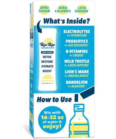 Recovery & Hydration Drink Mix - Electrolytes Probiotics Vitamins for Liver & Gut - Sugar-Free Lemonade Powder - 10 Pack - Buy Online on GoSupps.com
