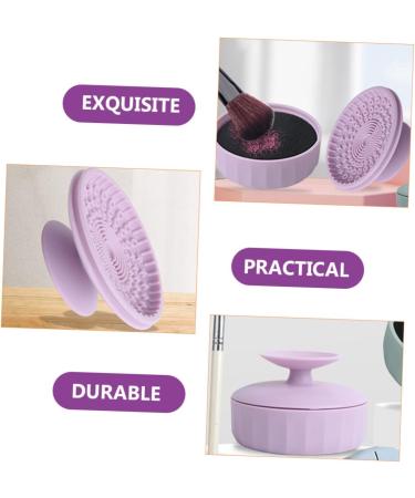 ifundom Makeup Brush Cleaning Box cosmetic brush bowl makeup brush cleaning pad silicone cleaner for makeup Brush Scrubber Mat silicone makeup mat cleaning supplies sponge Silica gel 7.9X5.25X4.9CM Violet - Buy Online on GoSupps.com