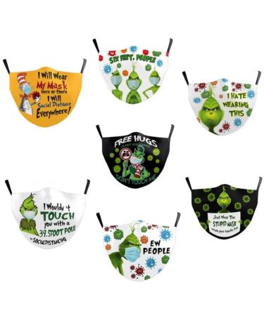 Timess women men anti wind dust protection green monster 3d funny mouth and nose protection multifunction cloth Bandana Neckuch washable reusable adult mouth protection (7pcs)