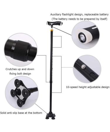 Premium Stability Four-Legged Aluminum Cane Crutches Outdoor Non-Slip Retractable with LED Light Safety Auxiliary Walker for The Elderly Disabled Pregnant Women Travel Walking Interesting - Buy Online on GoSupps.com