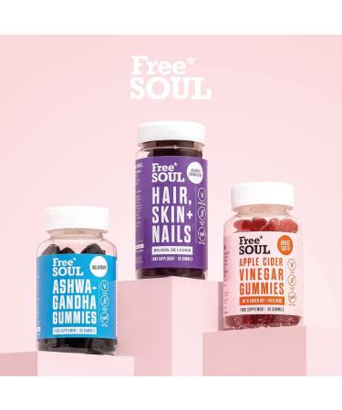 Hair Skin & Nails Gummies with Biotin for Hair Growth & Skin Health - Vitamin Enhanced Supplement with Zinc & Selenium - 60 Advanced Gummies | Free Soul - Buy Online on GoSupps.com