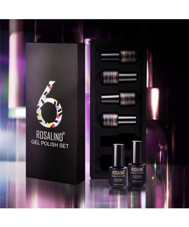 ROASLIND Gel Nail Polish Set 6 Colours 7ml Black Grey Glitter Pink Gel Polish Kit UV LED Soak Off Vanish DIY Manicure Nail Art Gift set4 - Buy Online on GoSupps.com