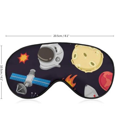 Outer Space Sleep Mask - Adjustable Soft Blindfold for Travel and Nap - LynaRei Black Planet Satellite Capsule Design - Men Women - Style-5 - Buy Online on GoSupps.com